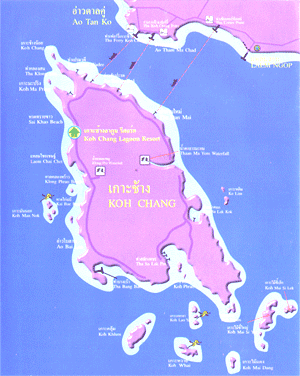 Map of Koh Chang, Trat: Koh Chang Lagoon Resort