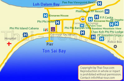 Map of Koh Phi Phi (enlarged scale)