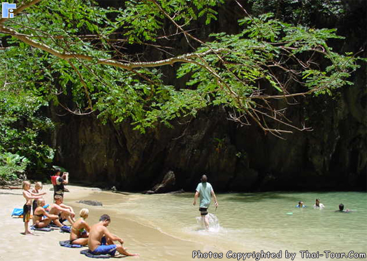 Beach inside Emerald Cave