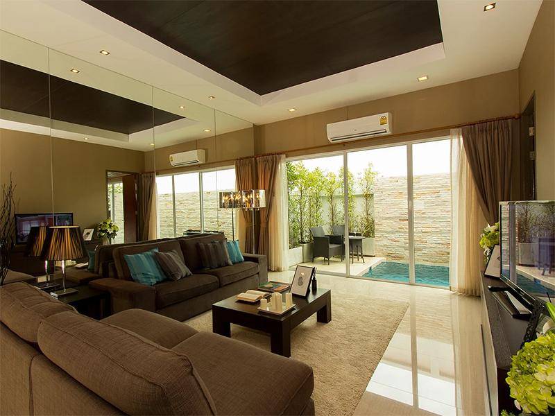 ห้องนั่งเล่นในบ้าน วิลล่า เดอ โบคาร่า พัทยา