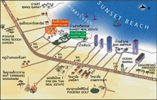 Map of Sunset Village Beach - Pattaya - Thailand