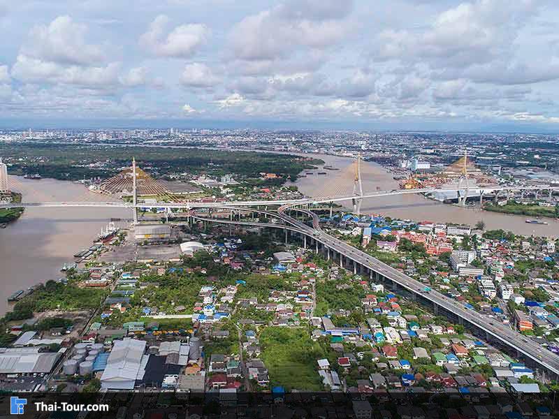 วิวมุมสูง สะพานภูมิพล 1 และ 2
