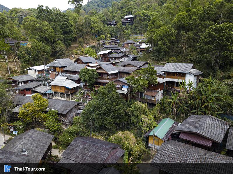 ภาพมุมสูงของ หมู่บ้านแม่กำปองแบบ