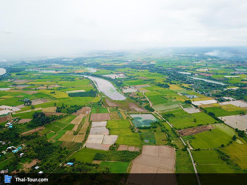 วิวทุ่งนา ด้านหลังของวัดปากคลองมะขามเฒ่า