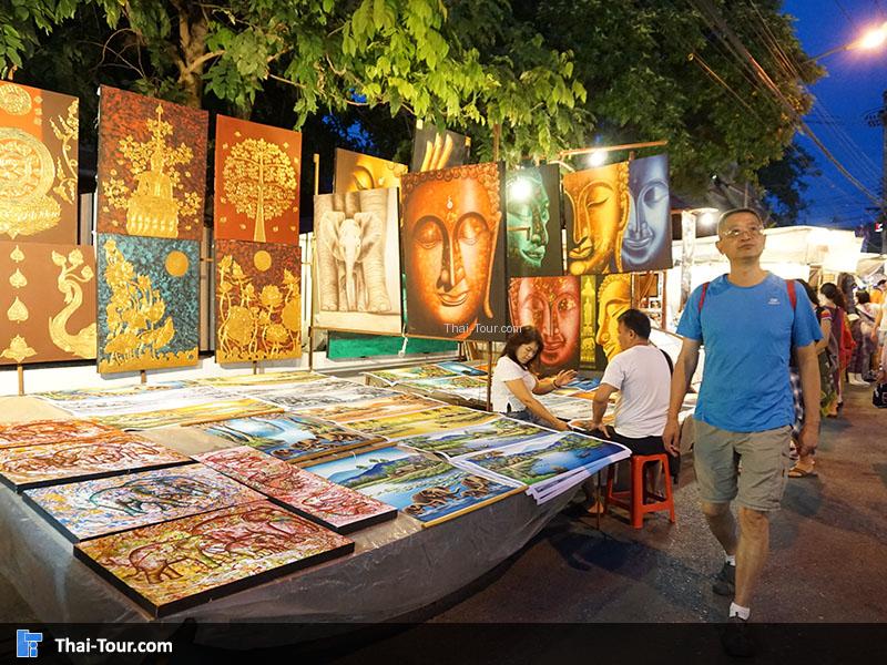 แผ่นภาพวาด ถนนคนเดินเชียงใหม่ ประตูท่าแพ