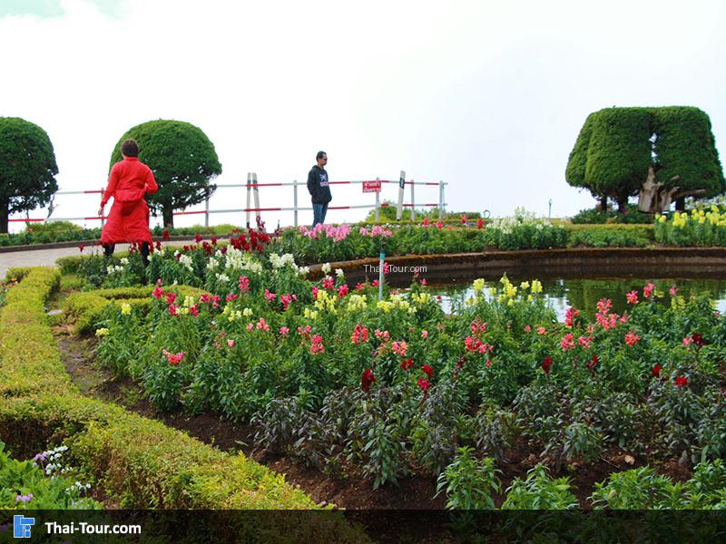 บรรยากาศสวนย่อมบริเวณพระมหาธาตุนภเมทนีดลและพระมหาธาตุนภพลภูมิสิริ