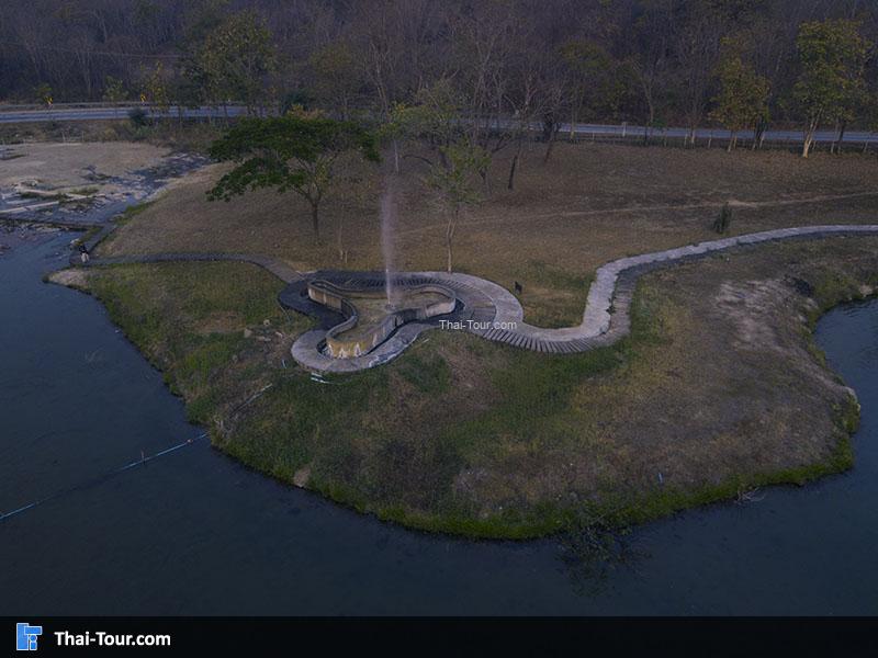 ภาพมุมสูงน้ำพุร้อนเทพพนม