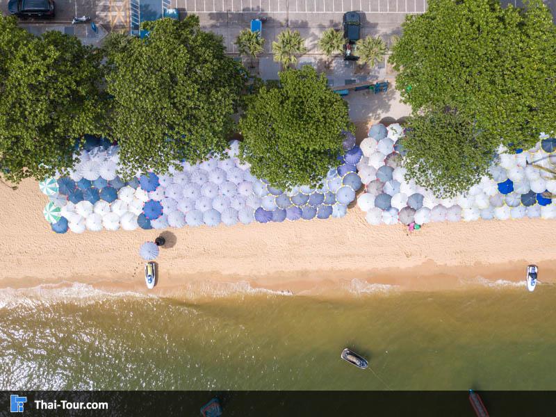 ภาพมุมสูง ชายหาด หน้า หาดนาจอมเทียน