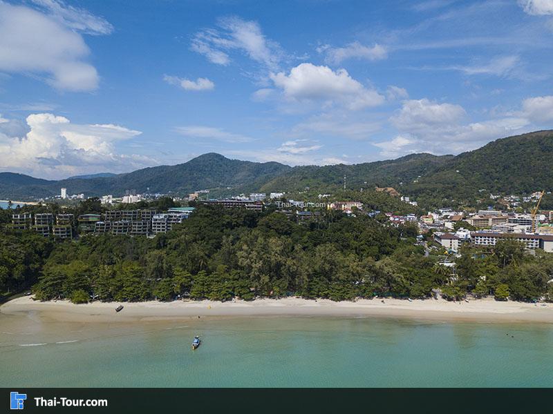 ภาพมุมสูง ชายหาด หาดกะตะ