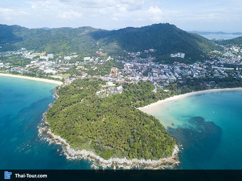 ภาพมุมสูง ชายหาด หาดกะตะ