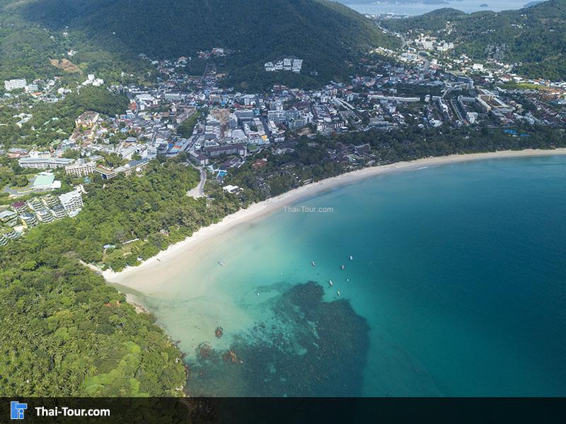 ภาพมุมสูง ชายหาด หาดกะตะ