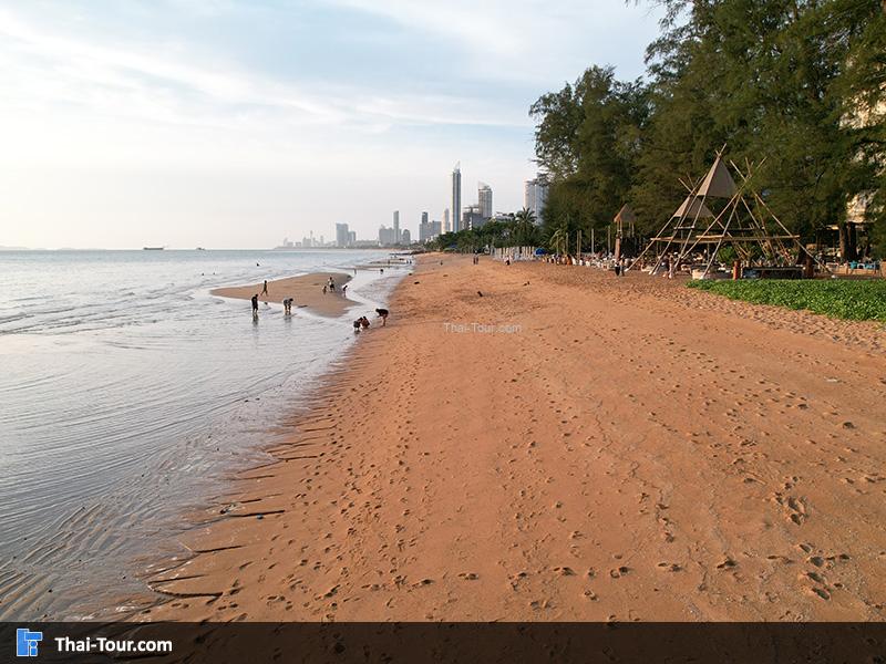 ภาพมุมสูง ชายหาด หน้า หาดนาจอมเทียน