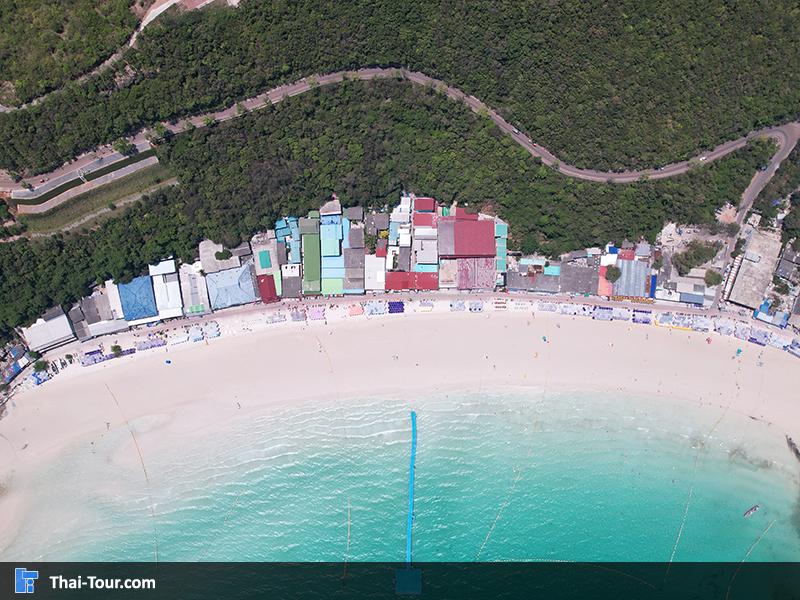 ภาพมุมสูง หาดตาแหวน เกาะล้าน พัทยา