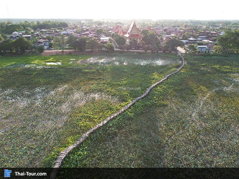 ภาพมุมสูง สะพานไม้แกดำ