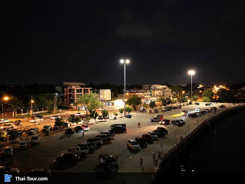 ภาพมุมสูงบรรยากาศยามเย็นอ่างศิลาหรืออ่างหิน