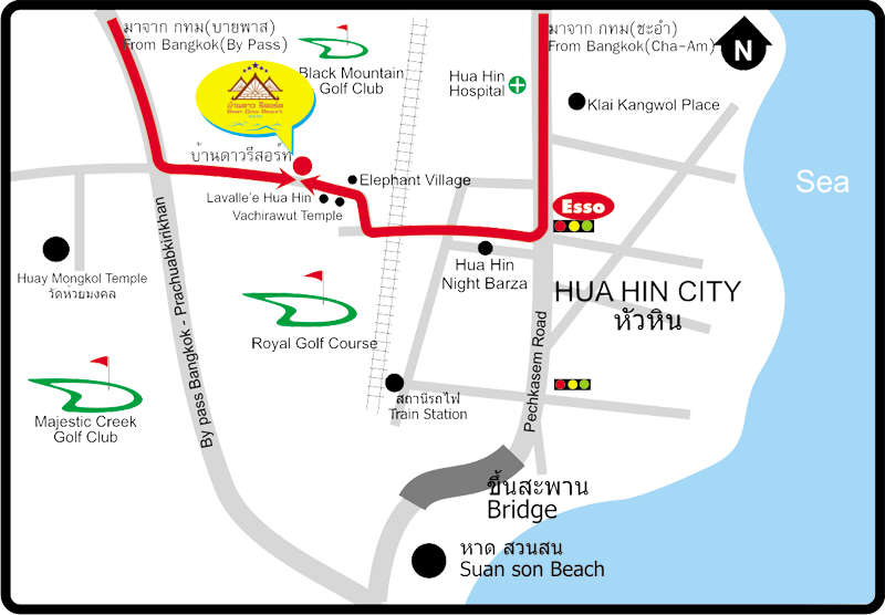 Map of Baan Dow Resort, Hua Hin