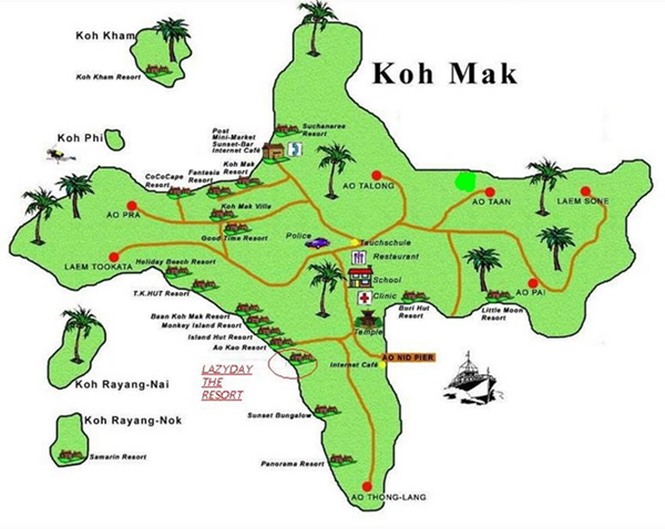 Lazy Day Resort Koh Mak Map