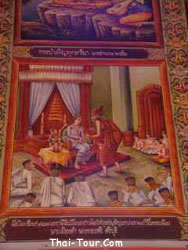 จิตรกรรมฝาผนัง บรรยายประวัติของพระนางจามเทวี