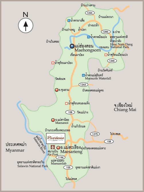 Map of Riverhouse Resort, Maesarieng, Mae Hong Son