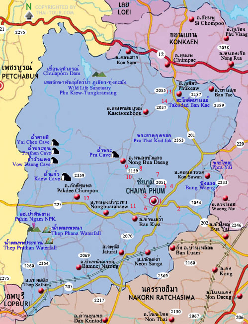 แผนที่ชัยภูมิ หรือ แผนที่ของจังหวัดชัยภูมิ