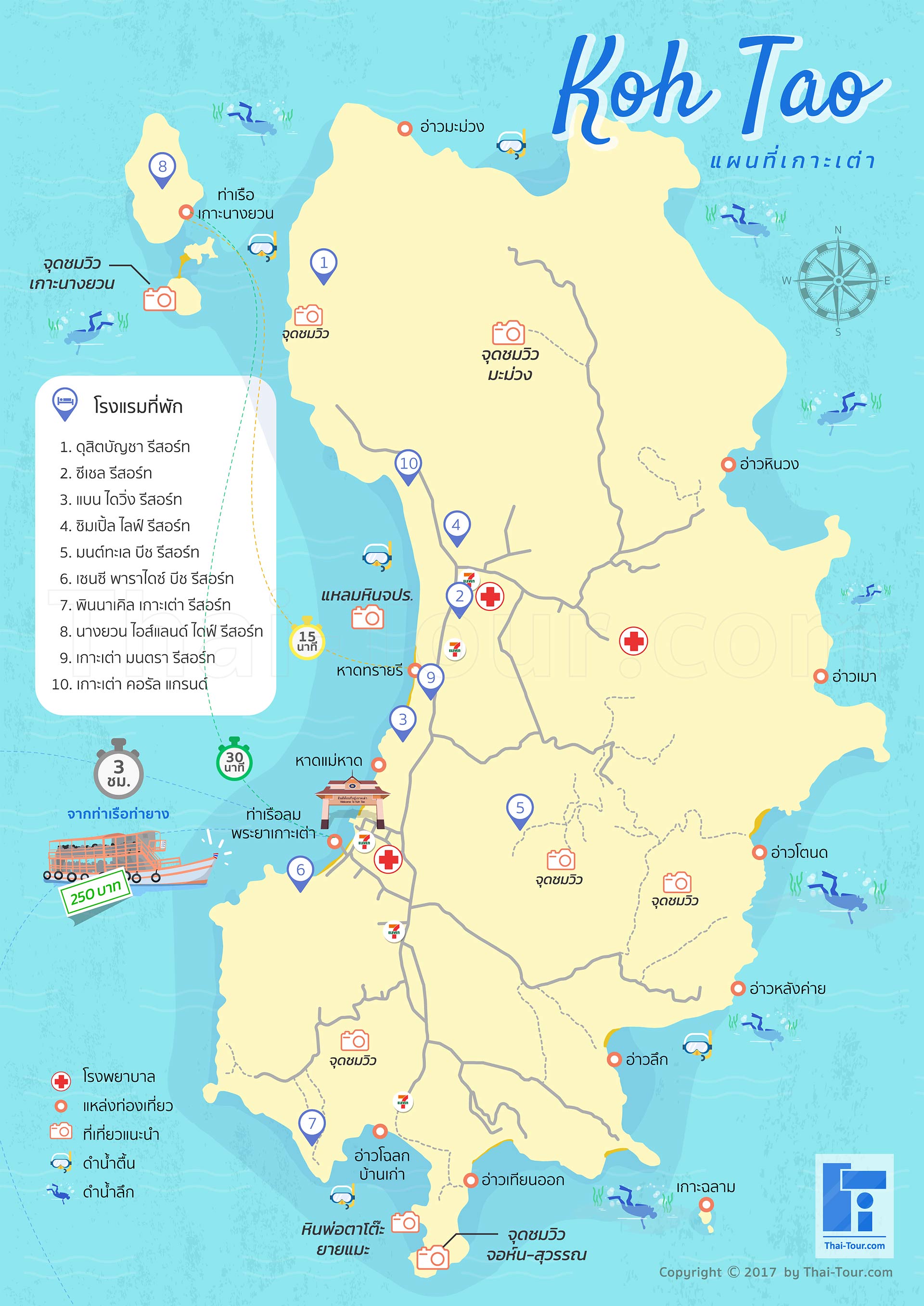 แผนที่เกาะเต่า Koh Tao Map