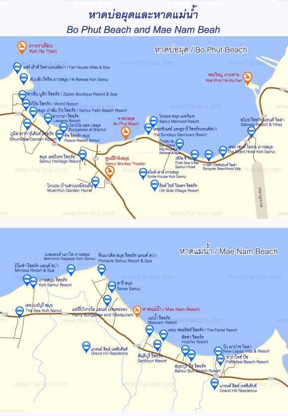 แผนที่หาดบ่อผุด และ หาดแม่น้ำ