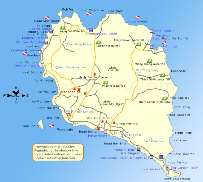 map - koh phangan แผนที่ เกาะพะงัน เกาะพงัน สุราษฯ สมุย