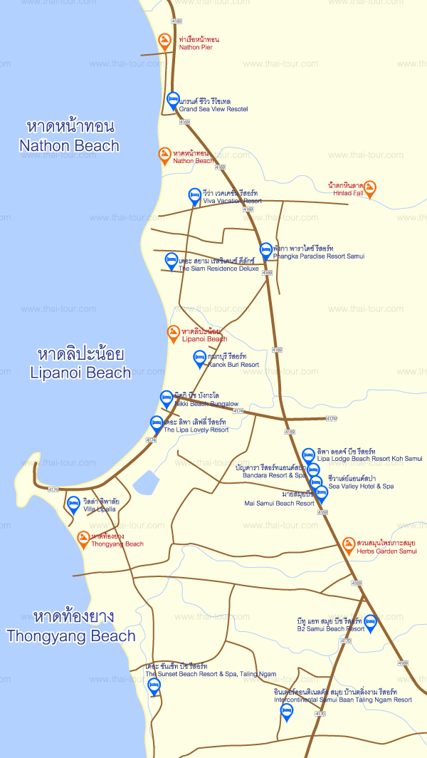 แผนที่หาดหน้าทอน เกาะสมุย